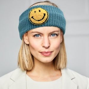 SMILE PATCH EARMUFF HEADBAND - Teal Blue